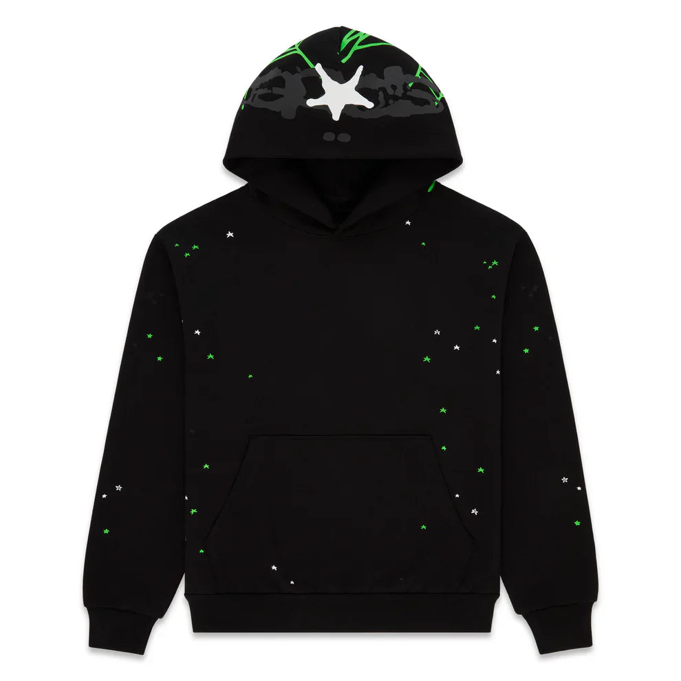 Sp5der Black Heavy Web Hoodie