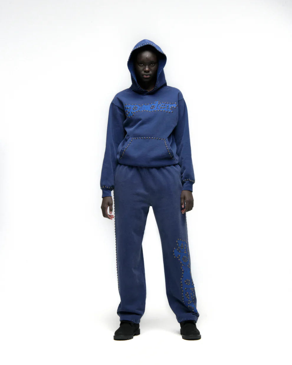 Sp5der Blue Studded Punk Hoodie