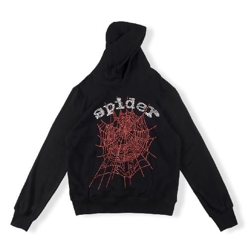 Sp5der White Printed Black Hoodie