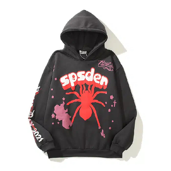 Sp5der Printed Cotton Multi Colors Hoodie